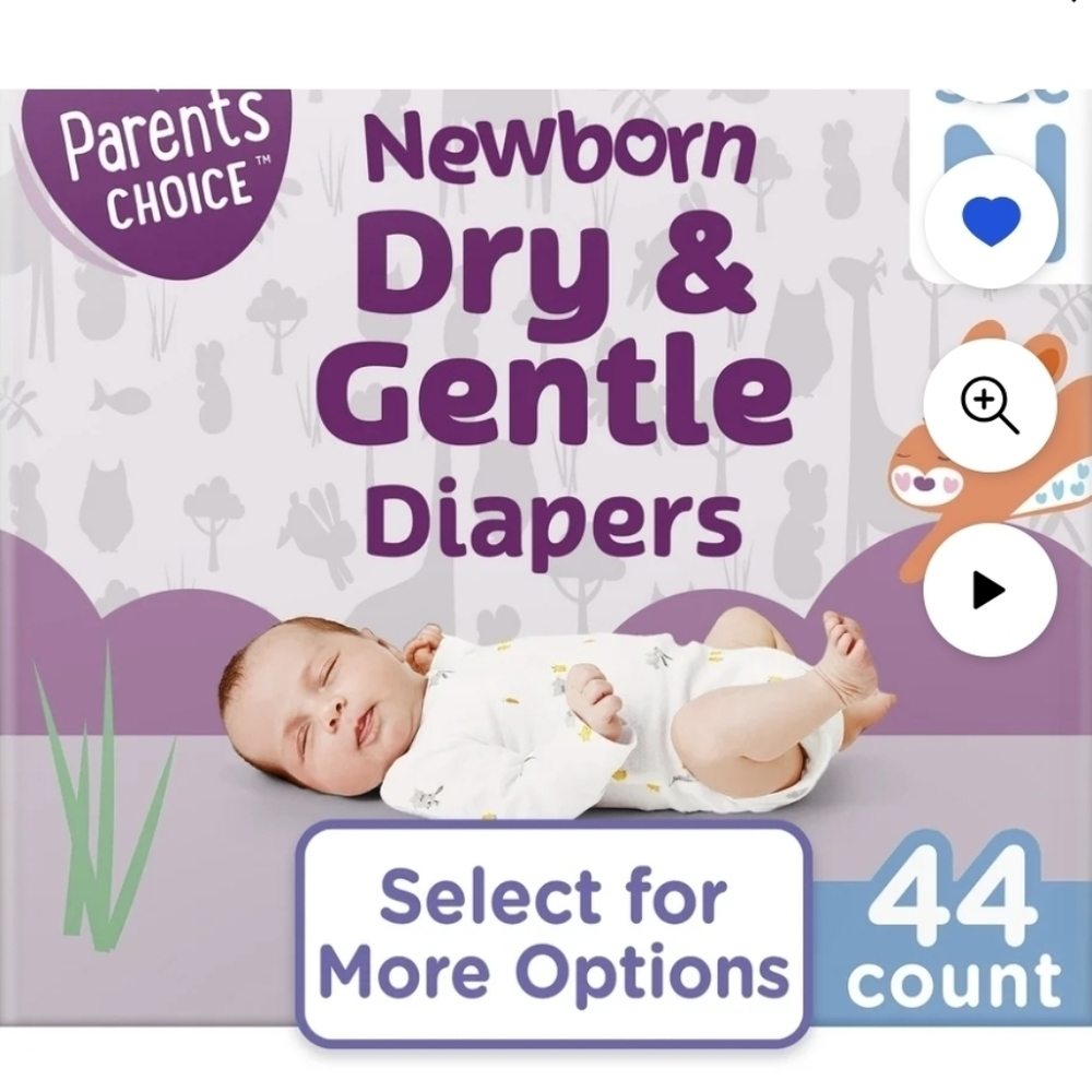 Parents Choice Newborn Dry & Gentle Diapers - White